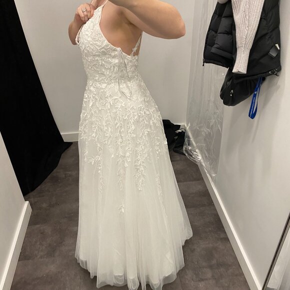 Sherri Hill 52342 Ivory Lace Gown Size 14 New with Garment Bag - Picture 4 of 5